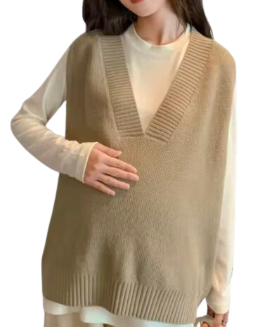 chaleco de punto caqui