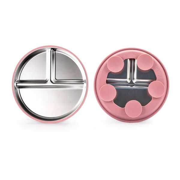 Plato dividido de acero inoxidable con base de silicona